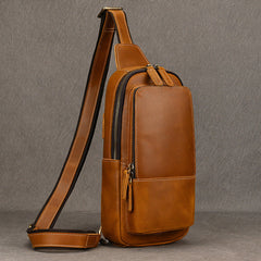 Brown Mens Leather Chest Bag Chest Sling Bag for Men - iwalletsmen