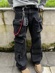 Red Ball Wallet Chain Ball Pants Chain Agate Beaded Wallet 