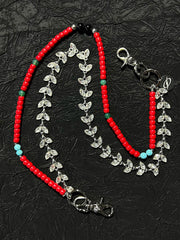 Red Beaded Wallet Chain Double Wallet Chain Beaded Pants Chain Double Pants Chain - iChainWallets