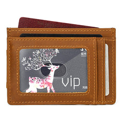 Brown Leather Magnetic Money Clip Wallet Card Holder wallet with Money Clip - iwalletsmen