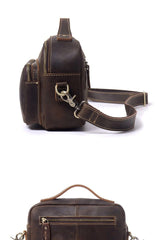 Mens Small Crossbody Bag with Handle Small Mens Crossbody Bag Brown Leather Small Crossbody Bag for Men - iwalletsmen