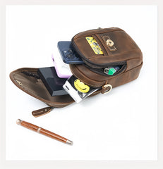 Leather Phone Belt Pouch Brown Mens Belt Pouch Leather Belt Phone Pouch - iwalletsmen