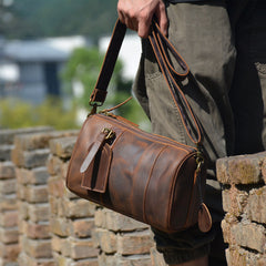 Mens Barrel Leather Bag Small Barrel Shoulder Bag - iwalletsmen
