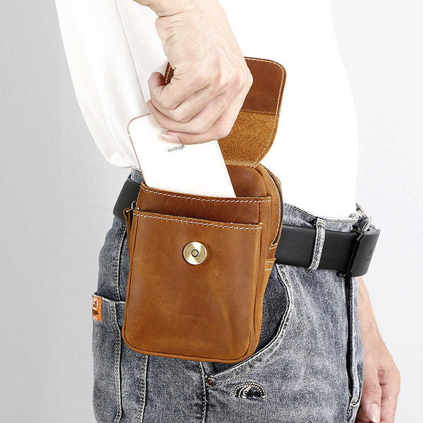 Small Leather Pouch for Belt 
