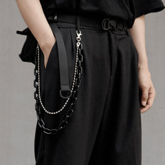 Cute Black Jeans Chain Silver Double Layers Resin Light Wallet Chains Panties Chain For Men
