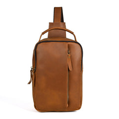 Brown Leather Sling Bag for Men 