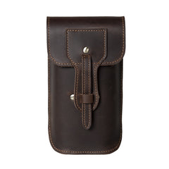 Dark Brown Leather Belt Phone Pouch Leather Phone Belt Pouch - iwalletsmen