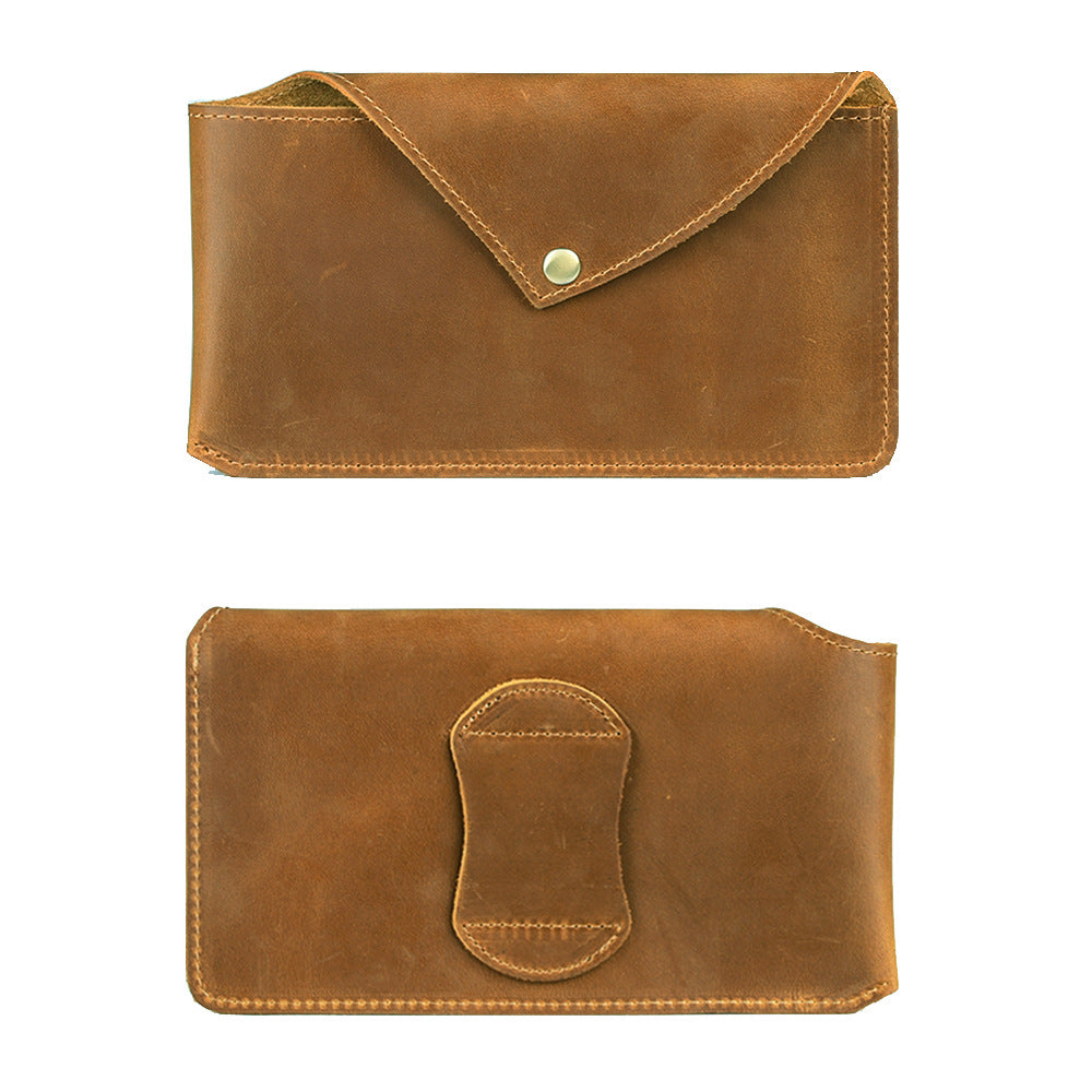 Leather Phone Holster for Belt Mens Leather Belt Bag Pouch Bag Leather Cell Phone Holster with Belt Loop - iwalletsmen
