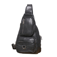 Black Leather Sling Bag for Men Crossbody Leather Sling Bag Leather Sling Crossbody Bag - iwalletsmen