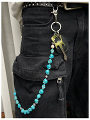 Blue Green Skull Head Wallet Chain Skull Chain for Wallet Skull Wallet Chains - iChainWallets