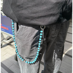 Beaded Wallet Chain Blue Lavastone Beaded Pants Chain Bead Wallet Chain - iChainWallets