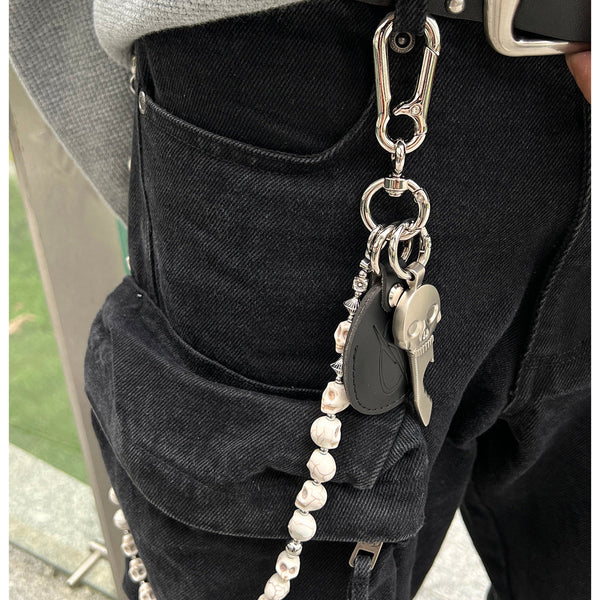 White Skull Head Wallet Chain Skull Wallet Chains - iChainWallets