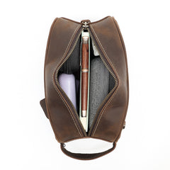 Brown Leather Toiletry Bag Men's Leather Toiletry Bag Full Grain Leather Toiletry Bag - iwalletsmen