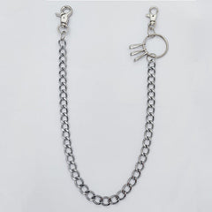 Silver Mens Wallet Chain With Keyrings Simple Wallet Chain Cool Pants Chain For Men