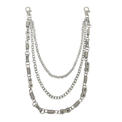 Cool Mens Silver Three Layers Pants Chains Silver Cool Triple Biker Wallet Chain For Men