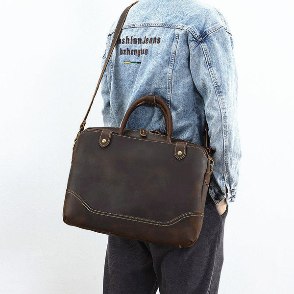 Brown Briefcase 15 inch Laptop Shoulder Bag - iwalletsmen
