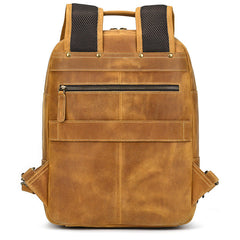 Camel Crazy Horse Leather Backpack Mens Large Tan Leather Backpack for Men - iwalletsmen