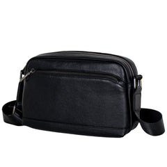 Small Mens Black Leather Crossbody Bag - iwalletsmen