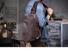 Big sling bag for men - full-length side zipper main compartment opening