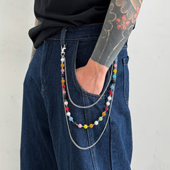 Diamond Triple Wallet Chain Colorful Beaded Wallet Chain 