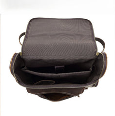 Dark Brown Leather 15 inch Laptop Backpack 