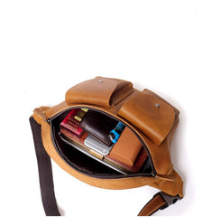 Large Leather Waist Bag Brown Leather Waist Bag - iwalletsmen