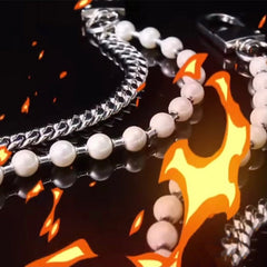 Pearl Wallet Chain Womens Ball Wallet Chain Long Double Wallet Chain - iChainWallets