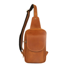 Brown Leather Sling Bag for Men Crossbody Leather Sling Bag Leather Sling Crossbody Bag - iwalletsmen