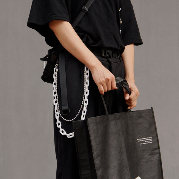 Cute White Jeans Chain Silver Double Layers Resin Light Wallet Chains Panties Chain For Men