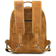 Camel Crazy Horse Leather Backpack Mens Large Tan Leather Backpack for Men - iwalletsmen