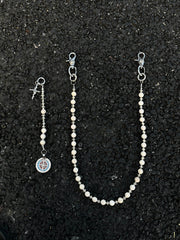 White Ball Wallet Chain Long Ball Wallet Chains for Women Beaded Wallet Chain