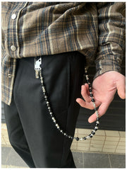 Black Beaded Wallet Chain Turquoise Stone Bead Wallet Chain - iChainWallets