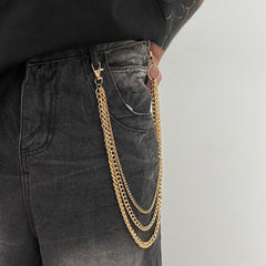 Gold Triple Wallet Chain Women Pants Chain - iChainWallets
