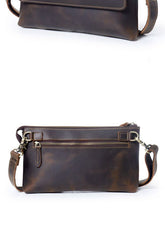 Crossbody Clutch Bag Mens Leather Crossbody Bag Clutch Vintage Shoulder Clutch Bag - iwalletsmen