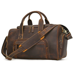 Brown Weekend Bag Small Leather Weekender Bag for Men Long Weekend Shoulder Bag - iwalletsmen