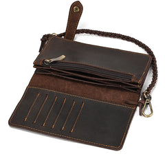 Biker Chain Wallet with Briaded Leather Wallet Chain - iwalletsmen