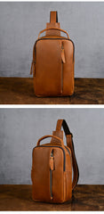 Brown  Full Grain Leather Sling Bag - iwalletsmen