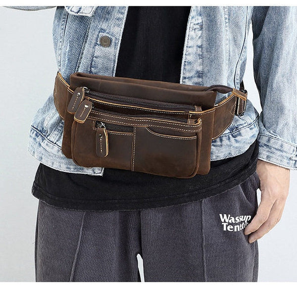 Vintage Small Leather Waist Bag Mens - iwalletsmen