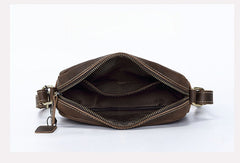 Brown Mens Small Leather Crossbody Bag 