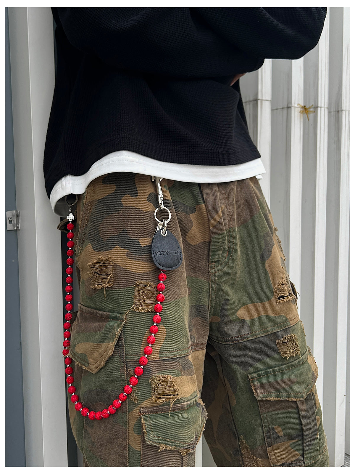 Red Beaded Wallet Chain Beaded Pants Chain Lavastone Bead Wallet Chain - iChainWallets