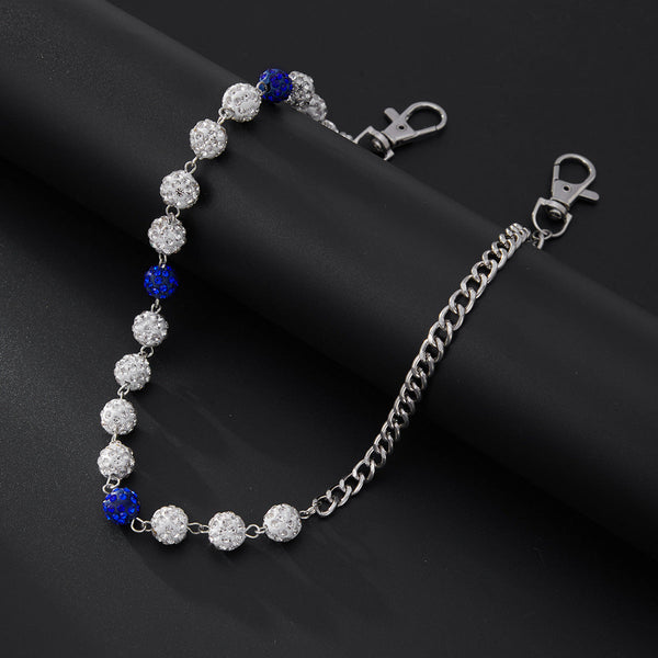 Light Blue Beaded Pants Chain Diamond Pants Chain for Women - iChainWallets