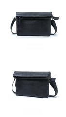 Small Black Leather Shoulder Bag Men Package