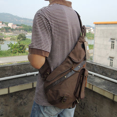 Large Canvas Sling Bag for Big Guys - Top Handle