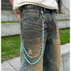 Cyan Blue Ball Wallet Chain Double Wallet Chain Beaded Pants Chain Double Pants Chain - iChainWallets