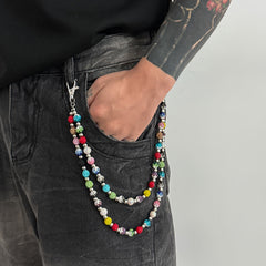 Colorful Diamond Beaded Wallet Chain Womens Double Wallet Chain 