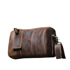 Brown Leather Small Barrel Shoulder Bag - iwalletsmen