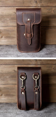 Dark Brown Leather Belt Phone Pouch Leather Phone Belt Pouch - iwalletsmen