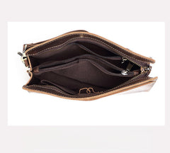 Brown Leather Clutch Wristlet 