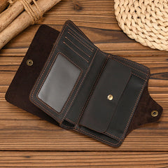 Mens Wallet With Lots of Card Slots Leather Vertical Wallet with Buckle with Coin Pocket - iwalletsmen