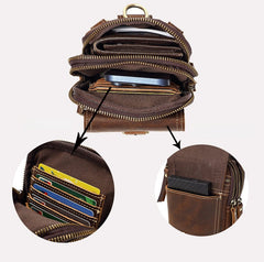 Brown Leather Belt Loop Pouch - iwalletsmen